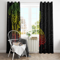 Aotearoa Moko Tribal Tattoo Window Curtain New Zealand Maori Penguin and Fantail Reggae Style LT03 - Polynesian Pride