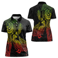 Aotearoa Moko Tribal Tattoo Women Polo Shirt New Zealand Maori Penguin and Fantail Reggae Style LT03 - Polynesian Pride
