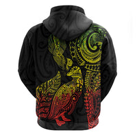 Aotearoa Moko Tribal Tattoo Zip Hoodie New Zealand Maori Penguin and Fantail Reggae Style LT03 - Polynesian Pride