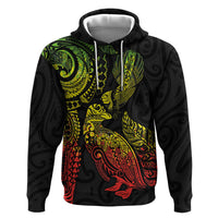 Aotearoa Moko Tribal Tattoo Zip Hoodie New Zealand Maori Penguin and Fantail Reggae Style LT03 Pullover Hoodie Multicolor - Polynesian Pride