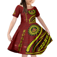 Kolisi Tonga Atele Family Matching Off The Shoulder Long Sleeve Dress and Hawaiian Shirt Ngatu and Polynesian Pattern