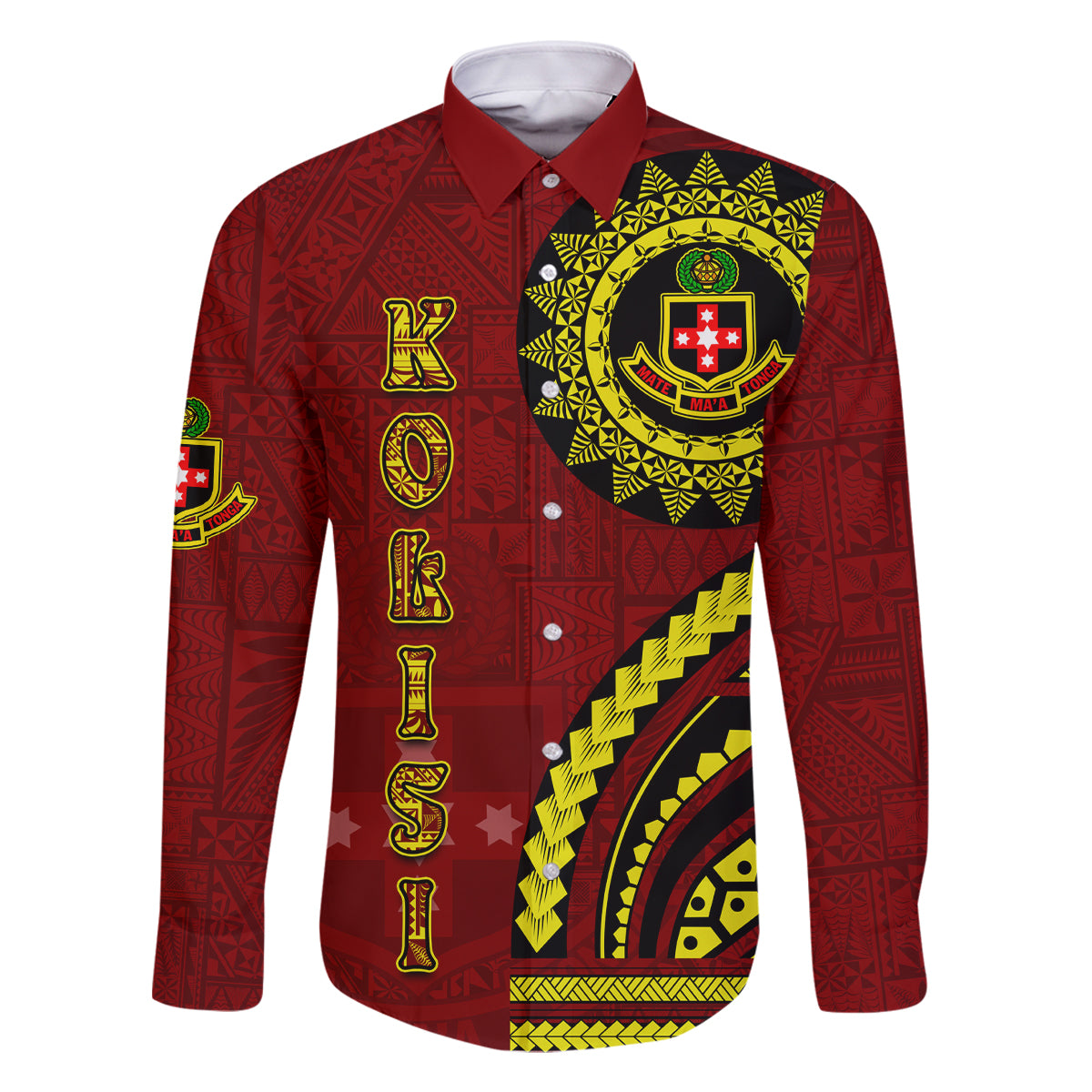 Kolisi Tonga Atele Family Matching Off The Shoulder Long Sleeve Dress and Hawaiian Shirt Ngatu and Polynesian Pattern