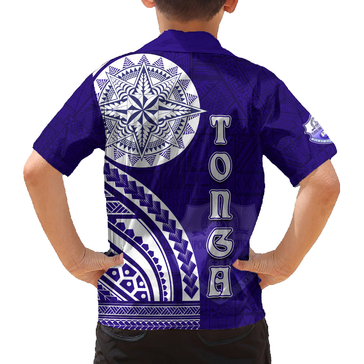 Tupou College Toloa Family Matching Off The Shoulder Long Sleeve Dress and Hawaiian Shirt Ngatu and Polynesian Pattern LT03 - Polynesian Pride
