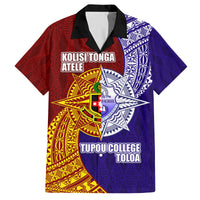 Kolisi Tonga Atele and Tupou College Toloa Family Matching Long Sleeve Bodycon Dress and Hawaiian Shirt Ngatu and Polynesian Spiral Pattern LT03 Dad's Shirt - Short Sleeve Red - Polynesian Pride