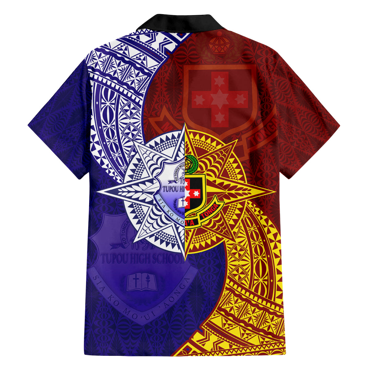 Kolisi Tonga Atele and Tupou College Toloa Family Matching Off Shoulder Short Dress and Hawaiian Shirt Ngatu and Polynesian Spiral Pattern LT03 - Polynesian Pride