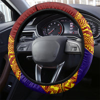 Kolisi Tonga Atele and Tupou College Toloa Steering Wheel Cover Ngatu and Polynesian Spiral Pattern