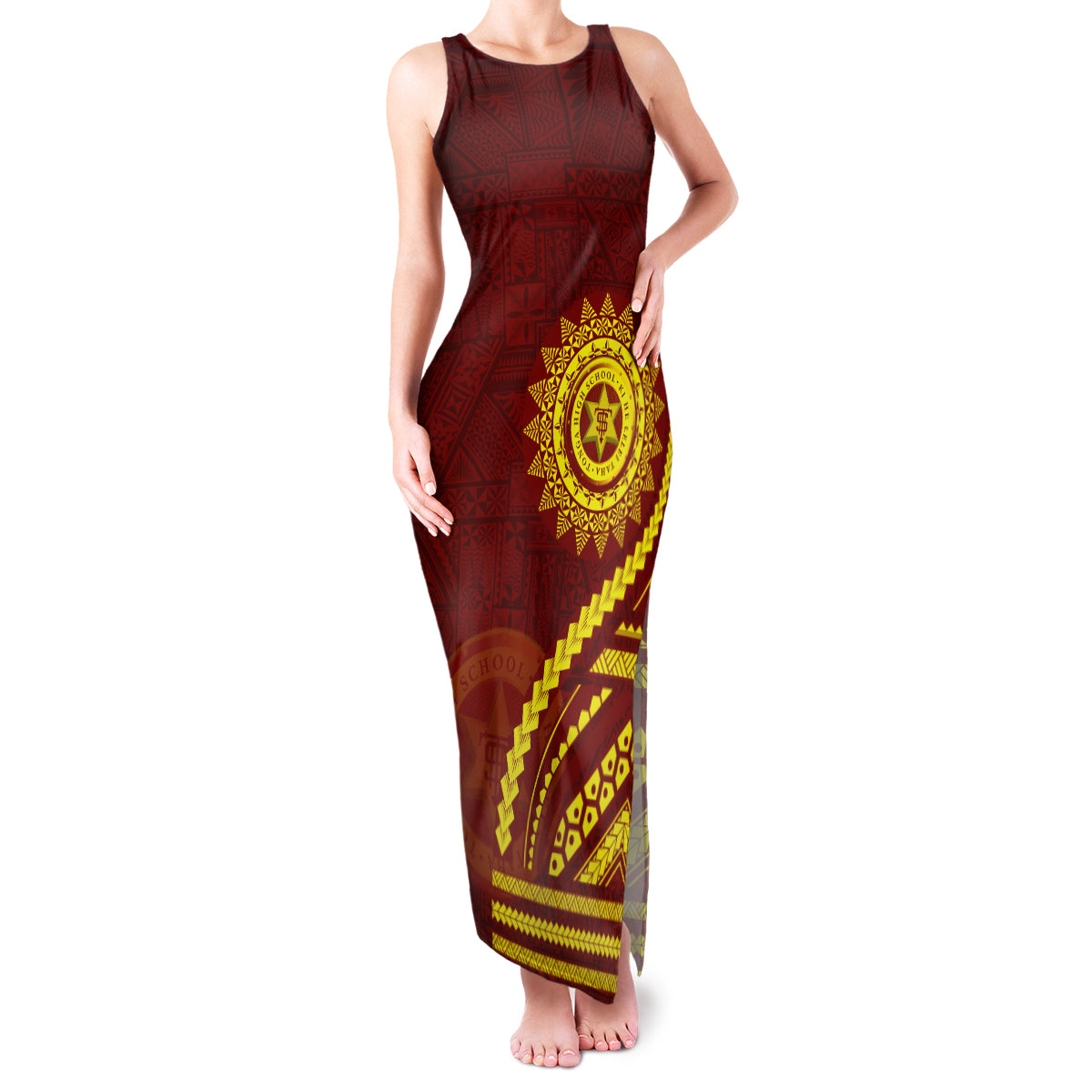 Tonga High School Family Matching Tank Maxi Dress and Hawaiian Shirt Ngatu and Polynesian Pattern