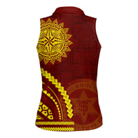 Tonga High School Women Sleeveless Polo Shirt Ngatu and Polynesian Pattern