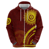 Tonga High School Zip Hoodie Ngatu and Polynesian Pattern