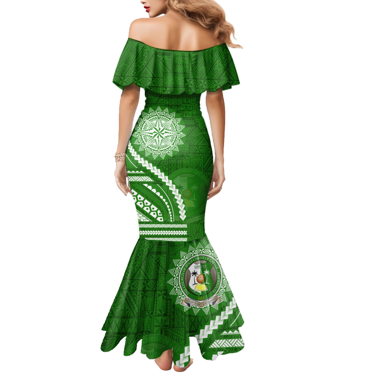 Liahona High School Family Matching Mermaid Dress and Hawaiian Shirt Ngatu and Polynesian Pattern
