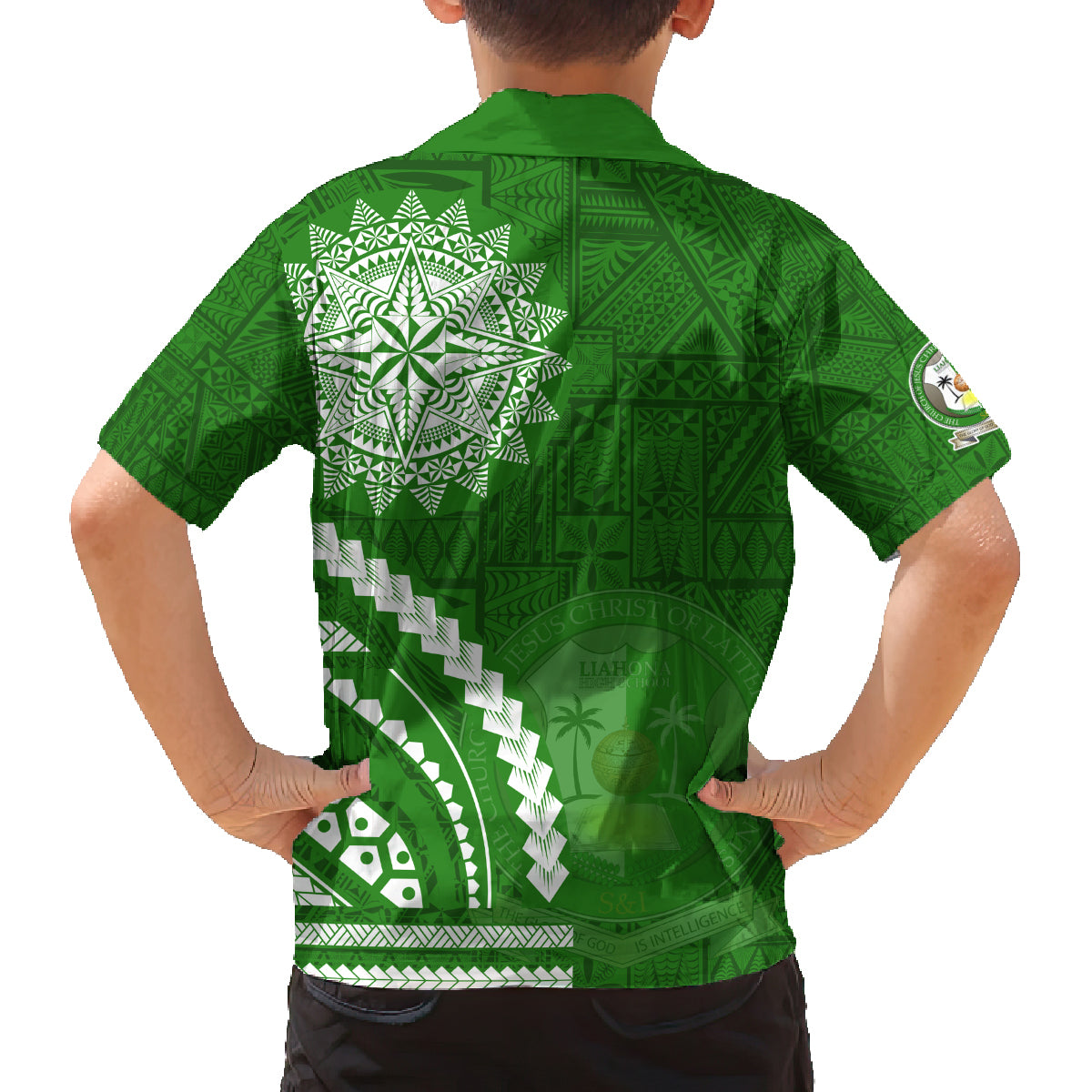 Liahona High School Family Matching Off Shoulder Short Dress and Hawaiian Shirt Ngatu and Polynesian Pattern