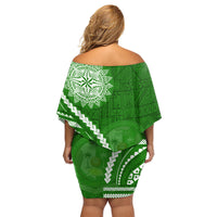 Liahona High School Family Matching Off Shoulder Short Dress and Hawaiian Shirt Ngatu and Polynesian Pattern