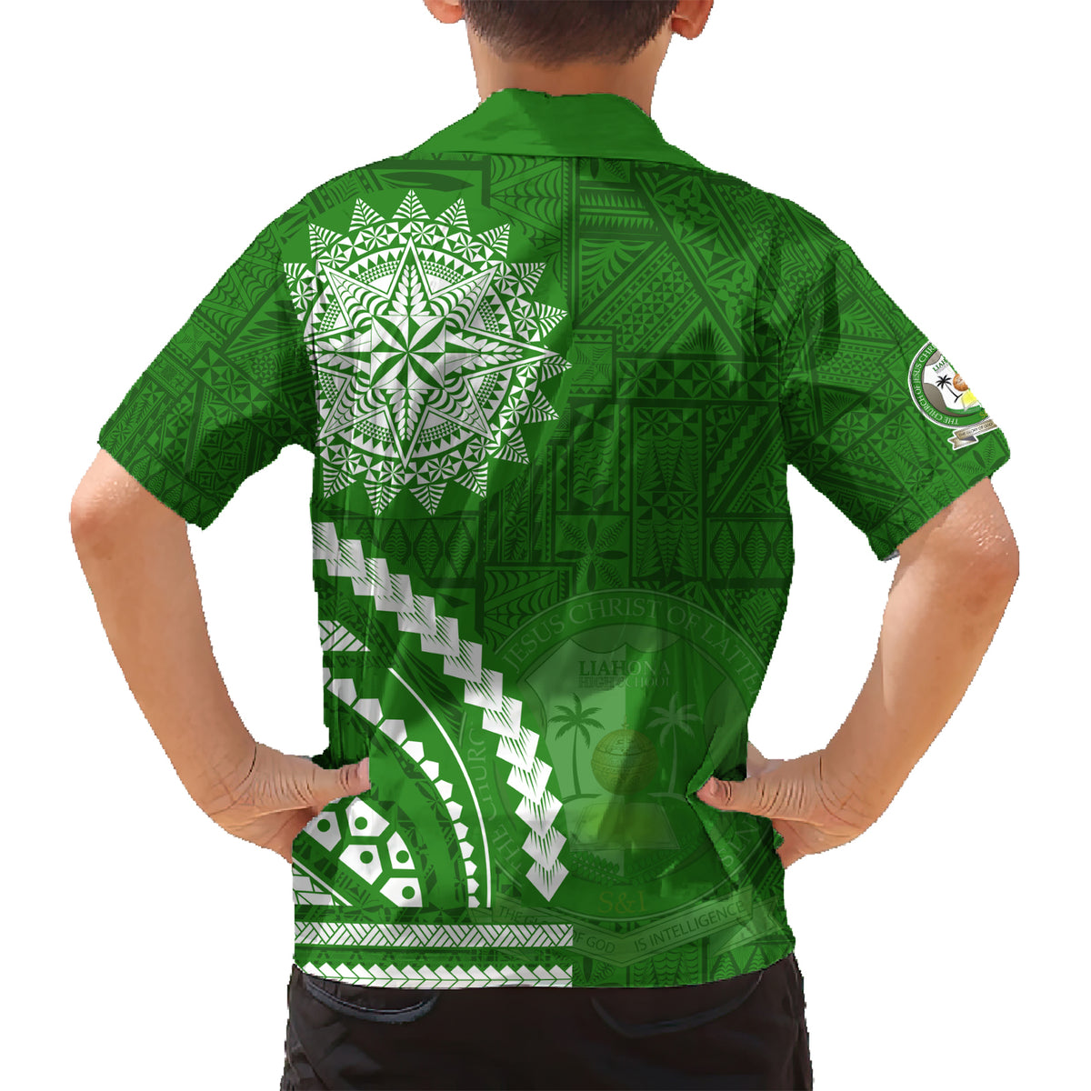 Liahona High School Family Matching Short Sleeve Bodycon Dress and Hawaiian Shirt Ngatu and Polynesian Pattern