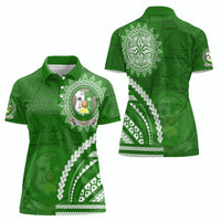 Liahona High School Women Polo Shirt Ngatu and Polynesian Pattern