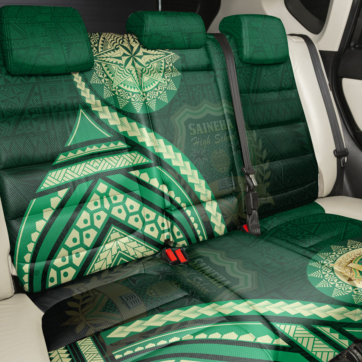 Saineha High School Back Car Seat Cover Ngatu and Polynesian Pattern