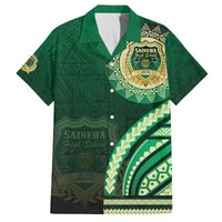 Saineha High School Family Matching Off The Shoulder Long Sleeve Dress and Hawaiian Shirt Ngatu and Polynesian Pattern LT03 Dad's Shirt - Short Sleeve Green - Polynesian Pride