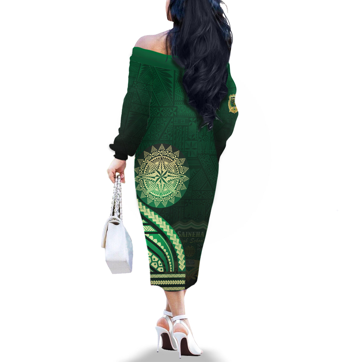 Saineha High School Family Matching Off The Shoulder Long Sleeve Dress and Hawaiian Shirt Ngatu and Polynesian Pattern LT03 - Polynesian Pride