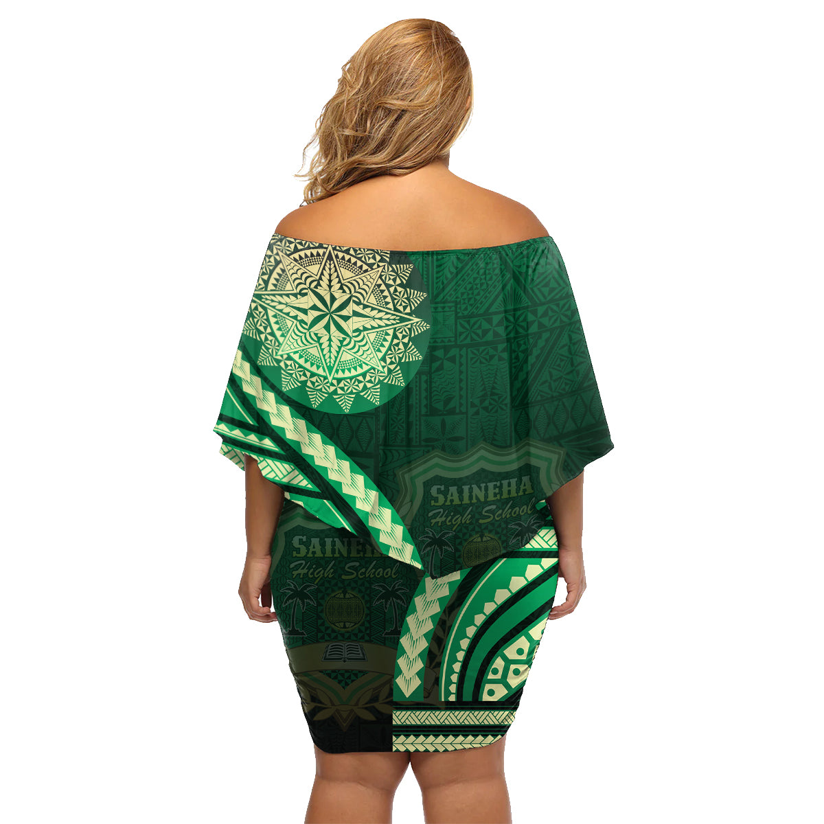 Saineha High School Family Matching Off Shoulder Short Dress and Hawaiian Shirt Ngatu and Polynesian Pattern LT03 - Polynesian Pride