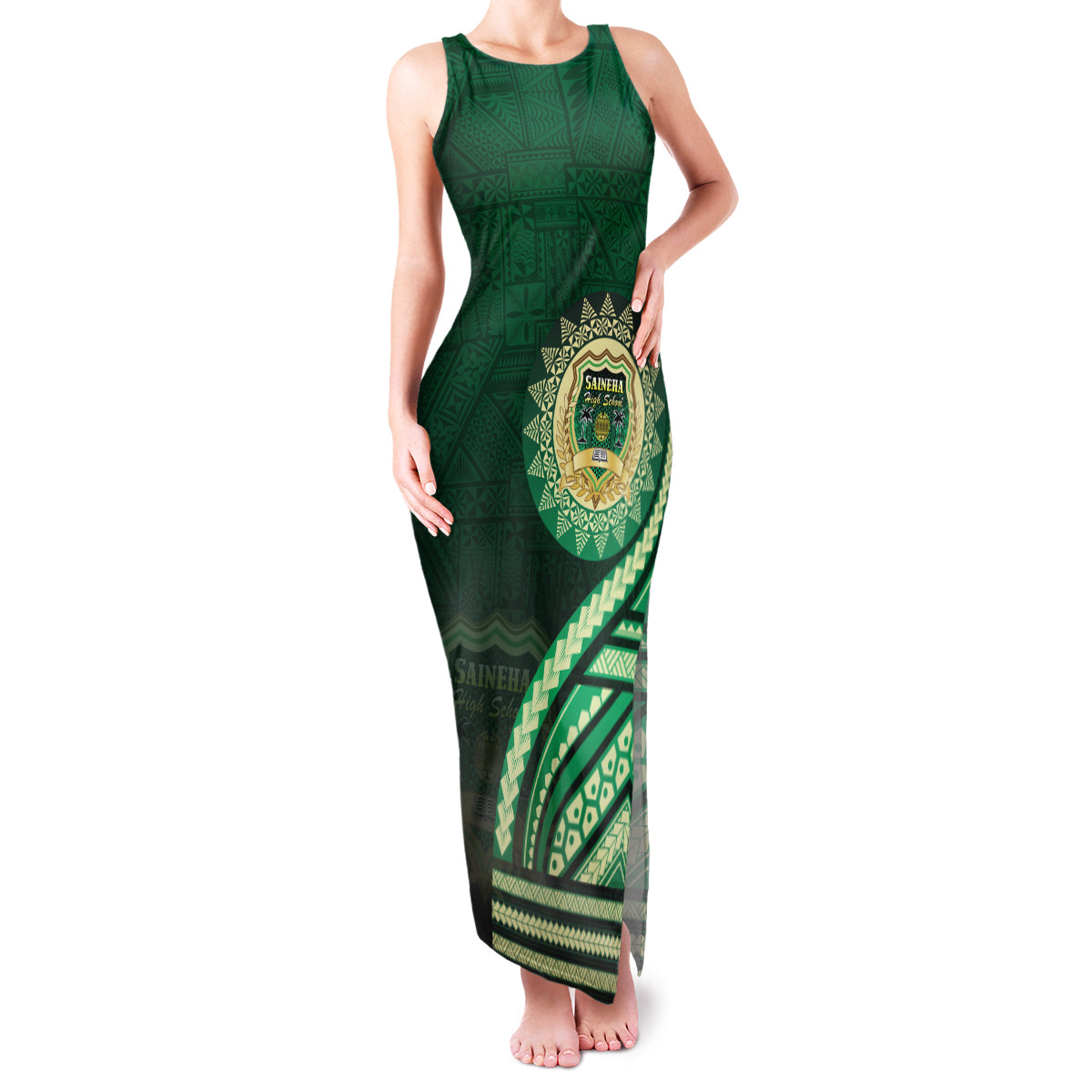 Saineha High School Family Matching Tank Maxi Dress and Hawaiian Shirt Ngatu and Polynesian Pattern