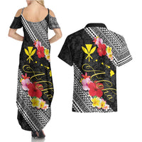 Aloha Hawaii Hibiscus and Plumeria Flowers Couples Matching Summer Maxi Dress and Hawaiian Shirt Kanaka Maoli Tattoo Polynesian Pattern LT03 - Polynesian Pride