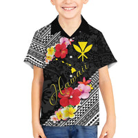 Aloha Hawaii Hibiscus and Plumeria Flowers Family Matching Long Sleeve Bodycon Dress and Hawaiian Shirt Kanaka Maoli Tattoo Polynesian Pattern LT03 Son's Shirt Black - Polynesian Pride