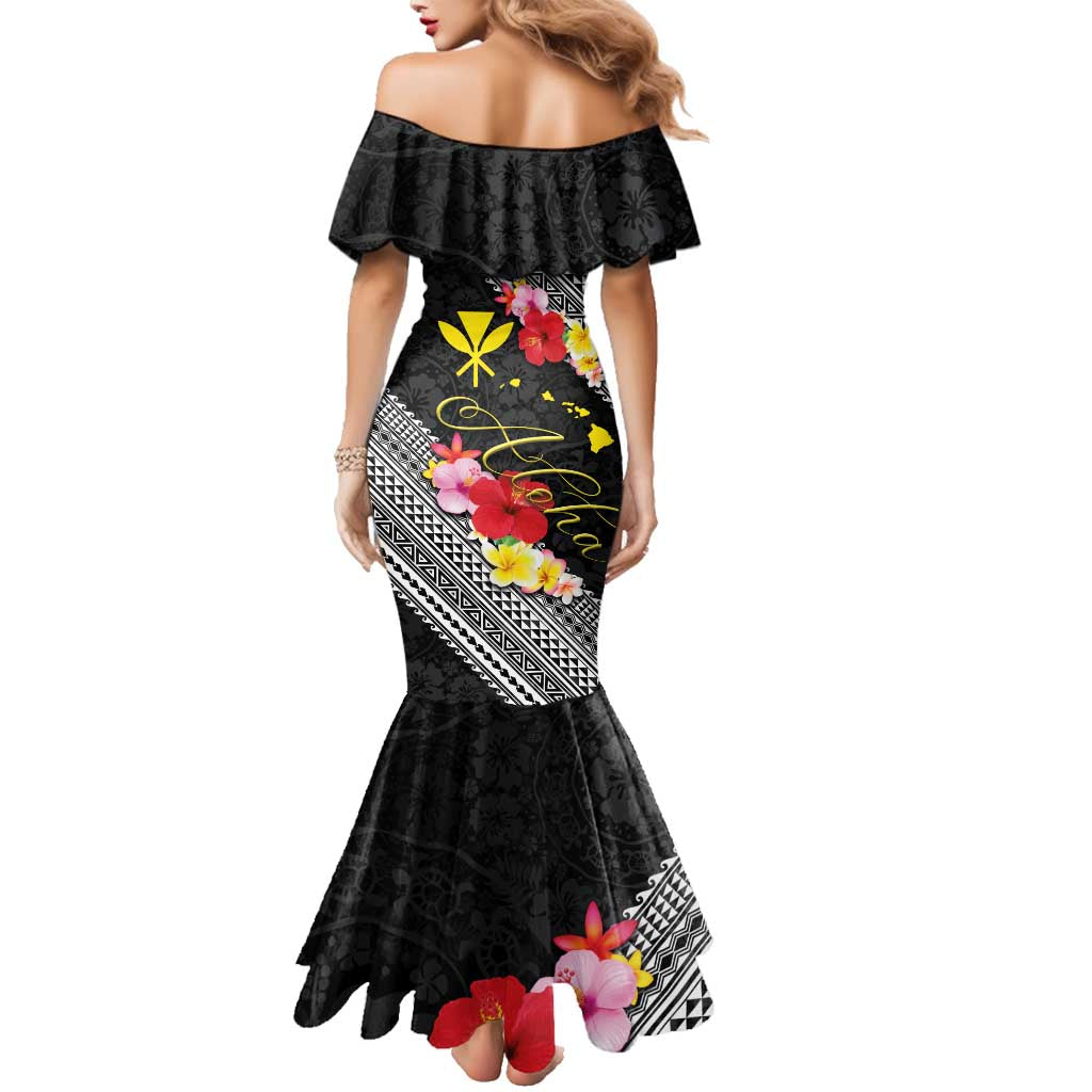 Aloha Hawaii Hibiscus and Plumeria Flowers Family Matching Mermaid Dress and Hawaiian Shirt Kanaka Maoli Tattoo Polynesian Pattern LT03 - Polynesian Pride