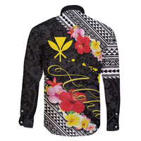 Aloha Hawaii Hibiscus and Plumeria Flowers Family Matching Off Shoulder Short Dress and Hawaiian Shirt Kanaka Maoli Tattoo Polynesian Pattern LT03 - Polynesian Pride