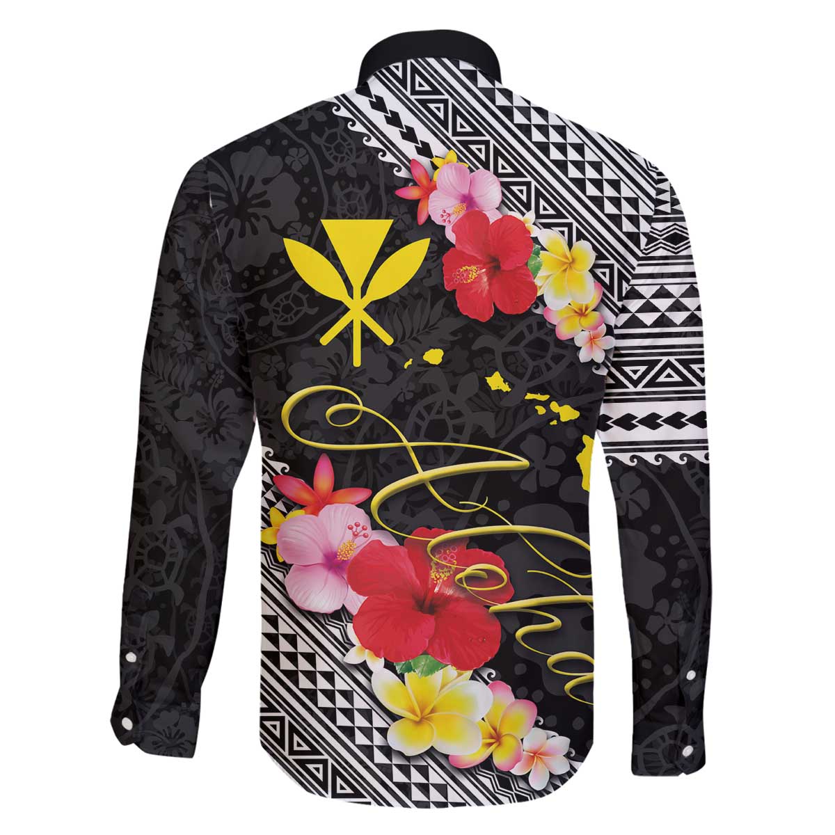 Aloha Hawaii Hibiscus and Plumeria Flowers Family Matching Puletasi and Hawaiian Shirt Kanaka Maoli Tattoo Polynesian Pattern LT03 - Polynesian Pride