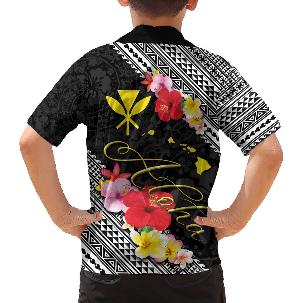 Aloha Hawaii Hibiscus and Plumeria Flowers Family Matching Short Sleeve Bodycon Dress and Hawaiian Shirt Kanaka Maoli Tattoo Polynesian Pattern LT03 - Polynesian Pride