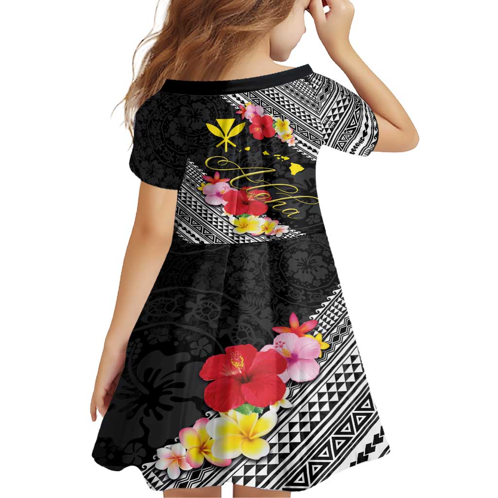 Aloha Hawaii Hibiscus and Plumeria Flowers Family Matching Short Sleeve Bodycon Dress and Hawaiian Shirt Kanaka Maoli Tattoo Polynesian Pattern LT03 - Polynesian Pride