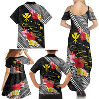 Aloha Hawaii Hibiscus and Plumeria Flowers Family Matching Summer Maxi Dress and Hawaiian Shirt Kanaka Maoli Tattoo Polynesian Pattern LT03 - Polynesian Pride