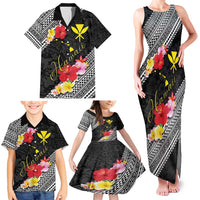 Aloha Hawaii Hibiscus and Plumeria Flowers Family Matching Tank Maxi Dress and Hawaiian Shirt Kanaka Maoli Tattoo Polynesian Pattern LT03 - Polynesian Pride