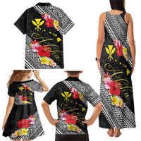 Aloha Hawaii Hibiscus and Plumeria Flowers Family Matching Tank Maxi Dress and Hawaiian Shirt Kanaka Maoli Tattoo Polynesian Pattern LT03 - Polynesian Pride