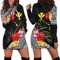 Aloha Hawaii Hibiscus and Plumeria Flowers Hoodie Dress Kanaka Maoli Tattoo Polynesian Pattern LT03 - Polynesian Pride
