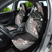 Aloha Hawaii Hibiscus and Plumeria Flowers Car Seat Cover Kanaka Maoli Tattoo Polynesian Pattern Gray Color LT03 - Polynesian Pride
