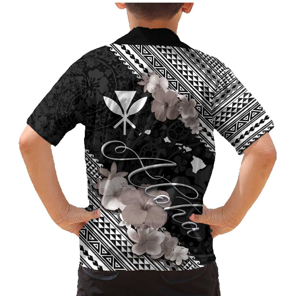 Aloha Hawaii Hibiscus and Plumeria Flowers Family Matching Mermaid Dress and Hawaiian Shirt Kanaka Maoli Tattoo Polynesian Pattern Gray Color LT03 - Polynesian Pride