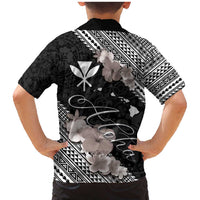 Aloha Hawaii Hibiscus and Plumeria Flowers Family Matching Mermaid Dress and Hawaiian Shirt Kanaka Maoli Tattoo Polynesian Pattern Gray Color LT03 - Polynesian Pride
