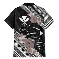 Aloha Hawaii Hibiscus and Plumeria Flowers Family Matching Mermaid Dress and Hawaiian Shirt Kanaka Maoli Tattoo Polynesian Pattern Gray Color LT03 - Polynesian Pride