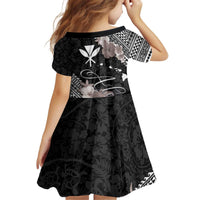 Aloha Hawaii Hibiscus and Plumeria Flowers Family Matching Off Shoulder Short Dress and Hawaiian Shirt Kanaka Maoli Tattoo Polynesian Pattern Gray Color LT03 - Polynesian Pride