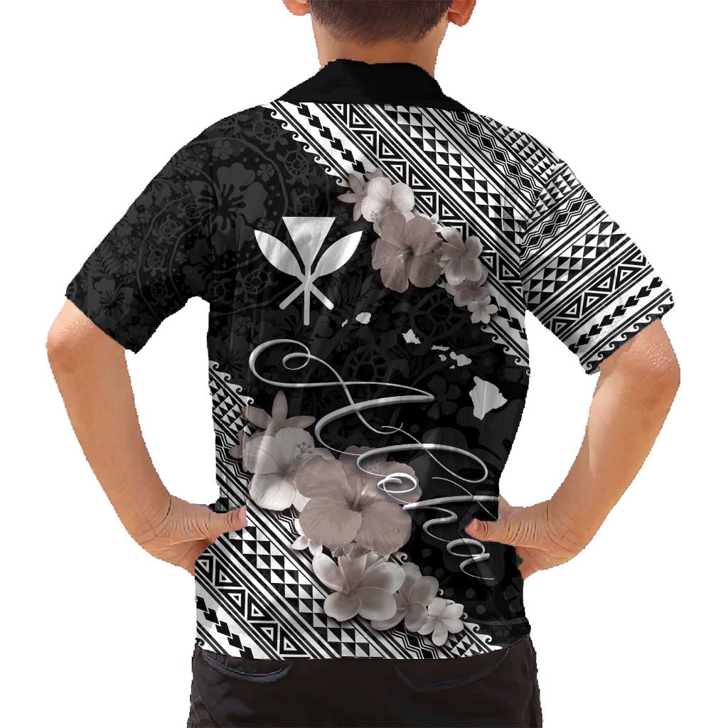 Aloha Hawaii Hibiscus and Plumeria Flowers Family Matching Tank Maxi Dress and Hawaiian Shirt Kanaka Maoli Tattoo Polynesian Pattern Gray Color LT03 - Polynesian Pride