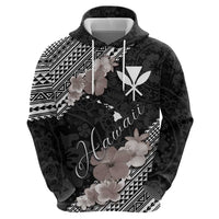 Aloha Hawaii Hibiscus and Plumeria Flowers Hoodie Kanaka Maoli Tattoo Polynesian Pattern Gray Color LT03 - Polynesian Pride
