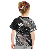 Aloha Hawaii Hibiscus and Plumeria Flowers Kid T Shirt Kanaka Maoli Tattoo Polynesian Pattern Gray Color LT03 - Polynesian Pride