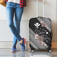 Aloha Hawaii Hibiscus and Plumeria Flowers Luggage Cover Kanaka Maoli Tattoo Polynesian Pattern Gray Color LT03 - Polynesian Pride