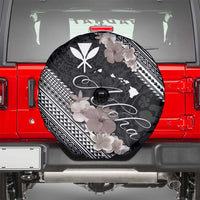 Aloha Hawaii Hibiscus and Plumeria Flowers Spare Tire Cover Kanaka Maoli Tattoo Polynesian Pattern Gray Color LT03 - Polynesian Pride