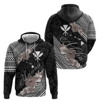 Aloha Hawaii Hibiscus and Plumeria Flowers Zip Hoodie Kanaka Maoli Tattoo Polynesian Pattern Gray Color LT03 - Polynesian Pride