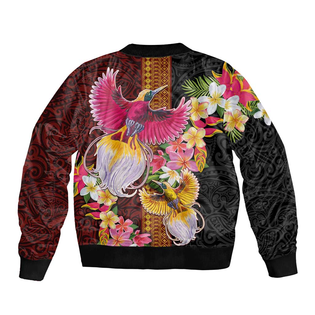 Papua New Guinea Birds and Frangipani Bomber Jacket Melanesian Art Tattoos LT03 - Polynesian Pride