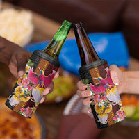 Papua New Guinea Birds and Frangipani 4 in 1 Can Cooler Tumbler Melanesian Art Tattoos LT03 - Polynesian Pride
