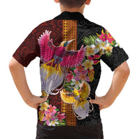 Papua New Guinea Birds and Frangipani Family Matching Puletasi and Hawaiian Shirt Melanesian Art Tattoos LT03 - Polynesian Pride