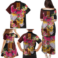 Papua New Guinea Birds and Frangipani Family Matching Puletasi and Hawaiian Shirt Melanesian Art Tattoos LT03 - Polynesian Pride