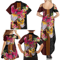 Papua New Guinea Birds and Frangipani Family Matching Summer Maxi Dress and Hawaiian Shirt Melanesian Art Tattoos LT03 - Polynesian Pride